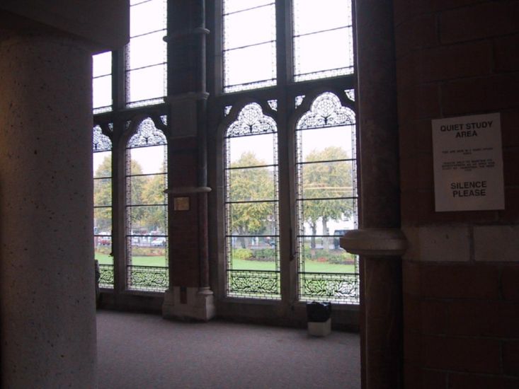 Looking out of Queen's University  Library