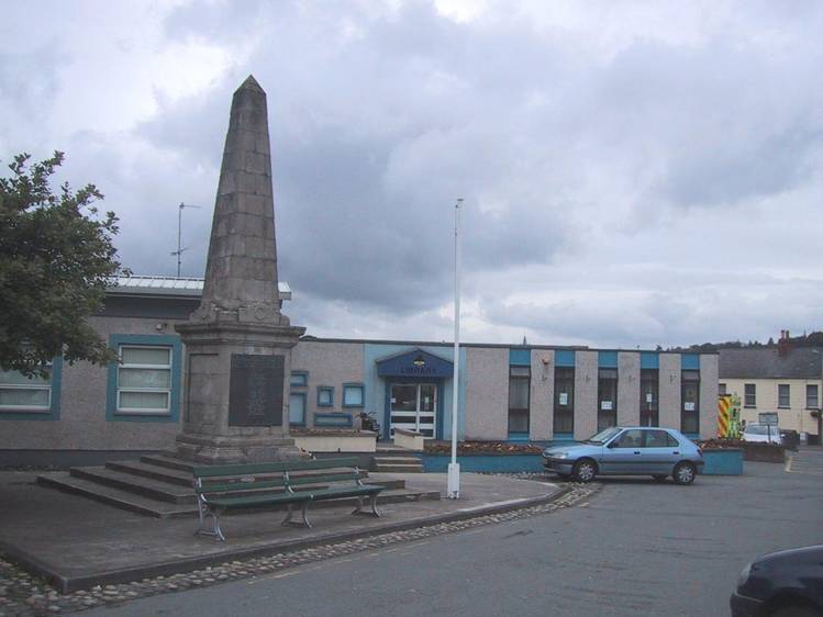 Ballynahinch, County Down, Northern Ireland.  The background building is now the public library, formerly the railroad station where as a child I remember  catching the train to Newcastle