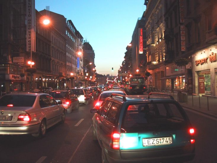 Budapest traffic at night