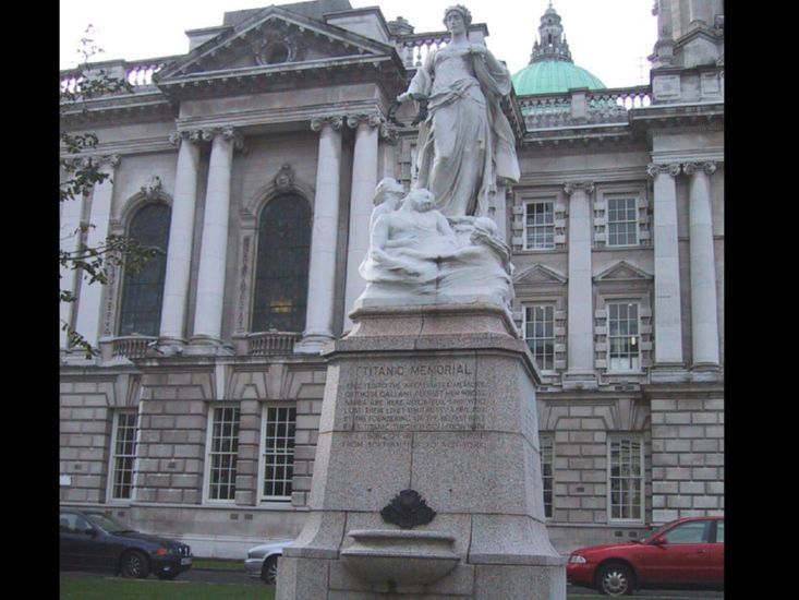 Titanic monument at Belfast City Hall, Northern Ireland